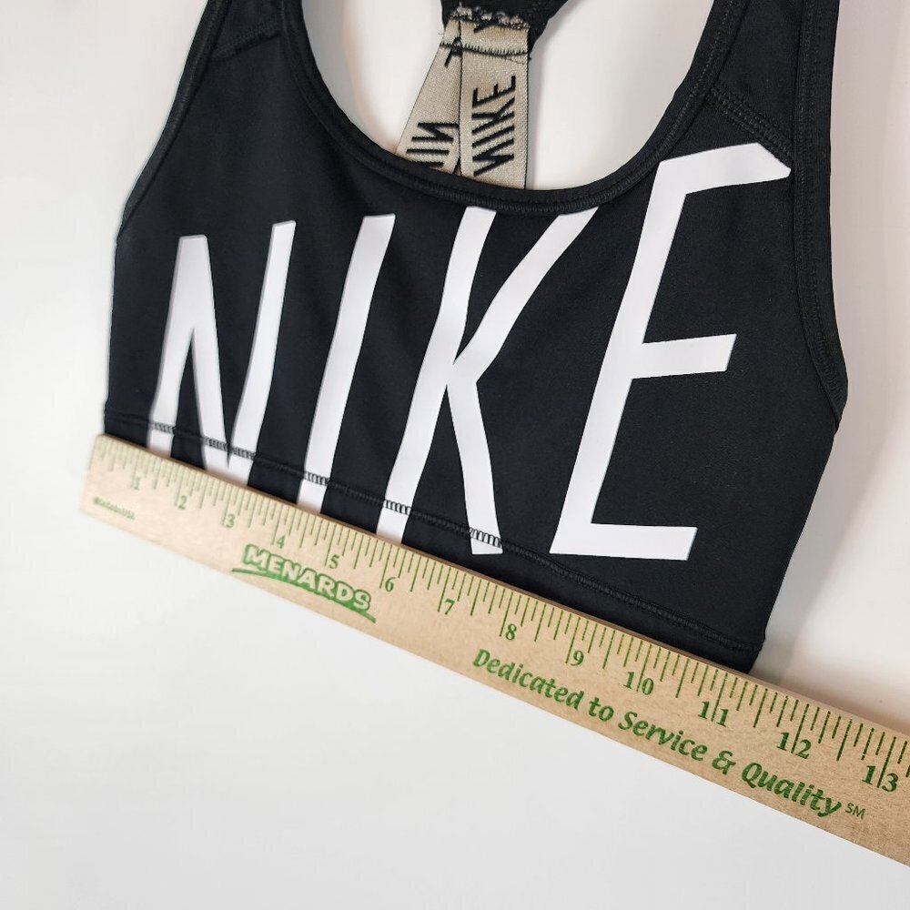 Nike Racerback Crisscross Strappy Sports Bra Black White LOGO Front sz XS - Picture 10 of 11